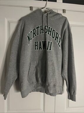 Brandy Melville Gray Crewneck Sweatshirt with Green Lettering